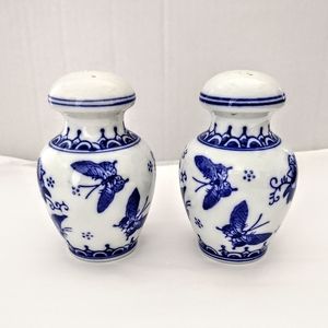 Blue and White Butterfly Salt and Pepper Shakers